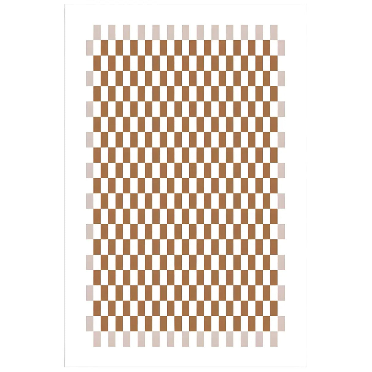 Brown Modern Checkered Polyester Non-Slip Area Rug Image - 5