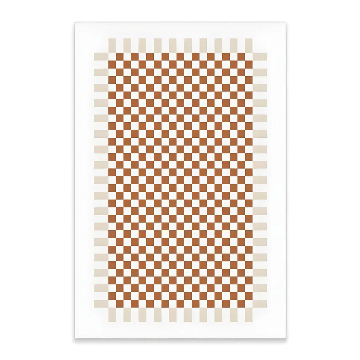 Brown Modern Checkered Polyester Non-Slip Area Rug Image - 9