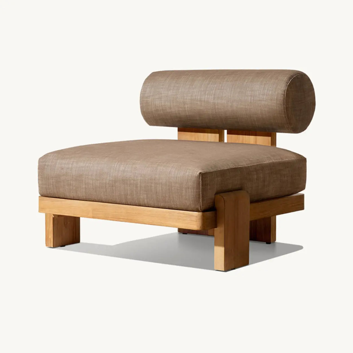 Brown Modular Teak Wood UV Resistant Patio Sofa with Cushion Image - 2