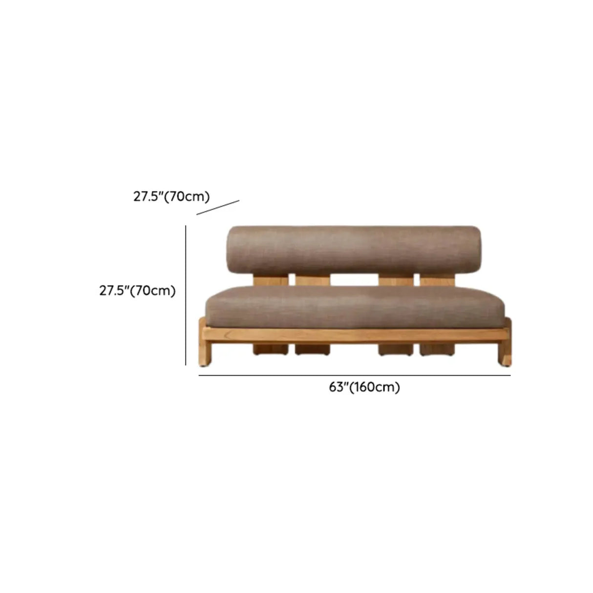 Brown Modular Teak Wood UV Resistant Patio Sofa with Cushion