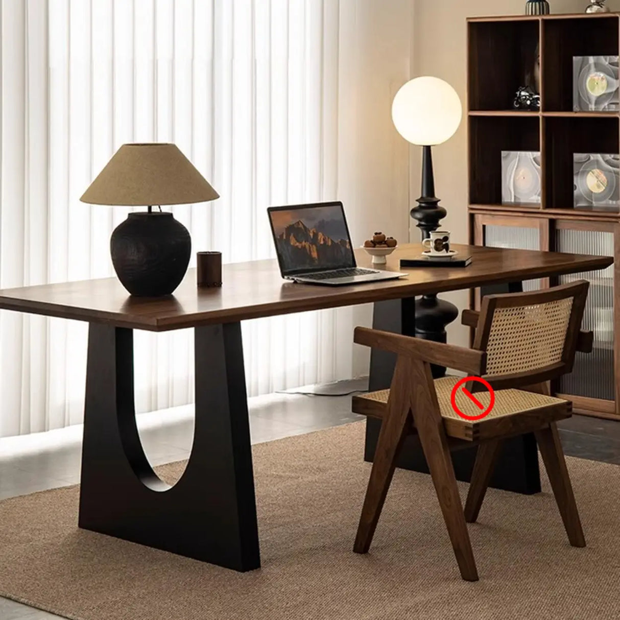 Brown Multi-person Auburn Walnut wooden Desk Image - 2