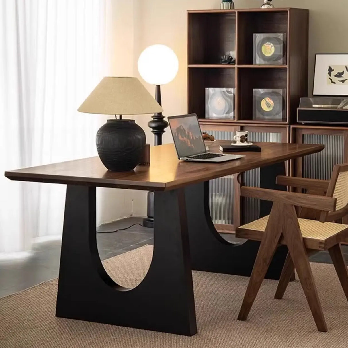 Brown Multi-person Auburn Walnut wooden Desk Image - 3