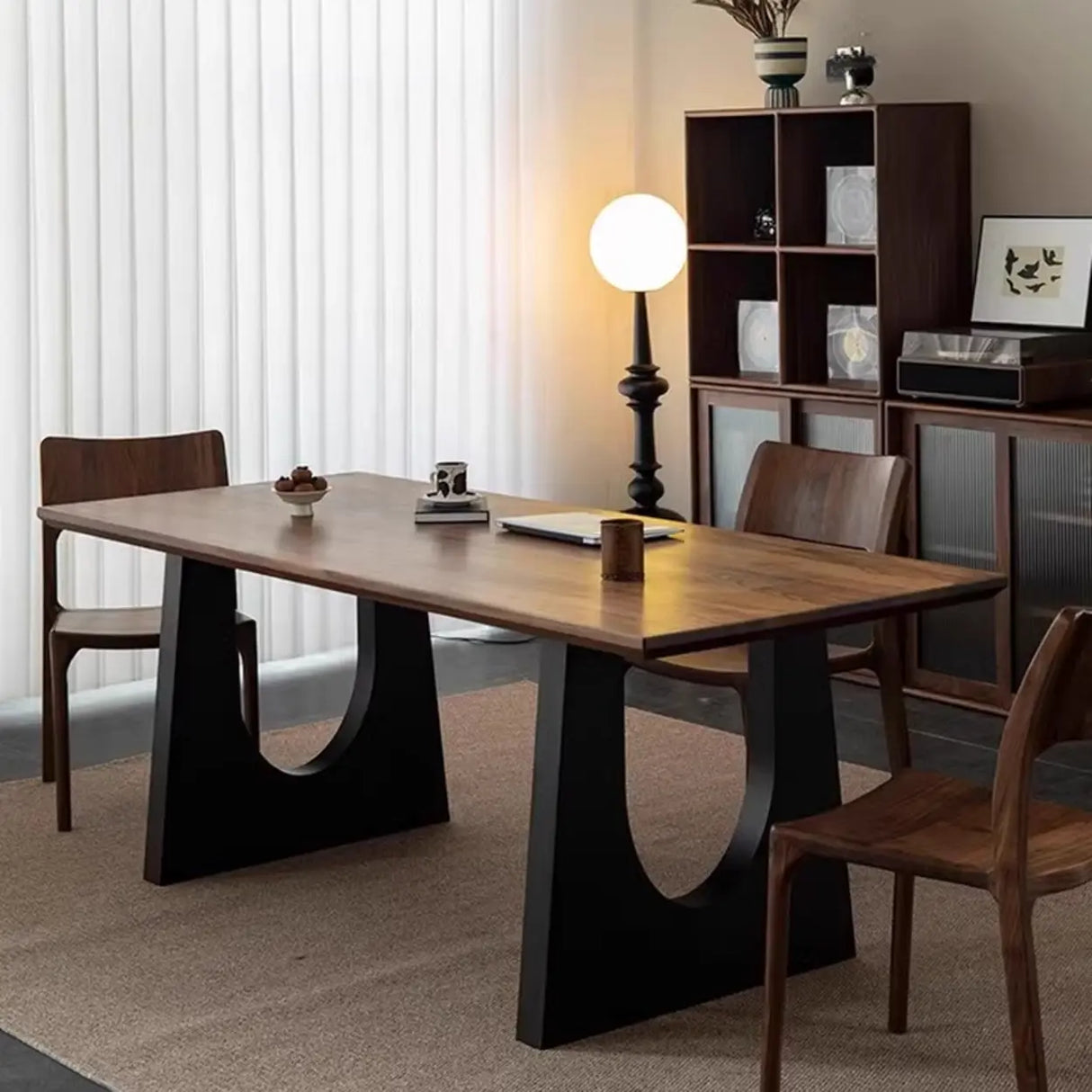 Brown Multi-person Auburn Walnut wooden Desk Image - 4