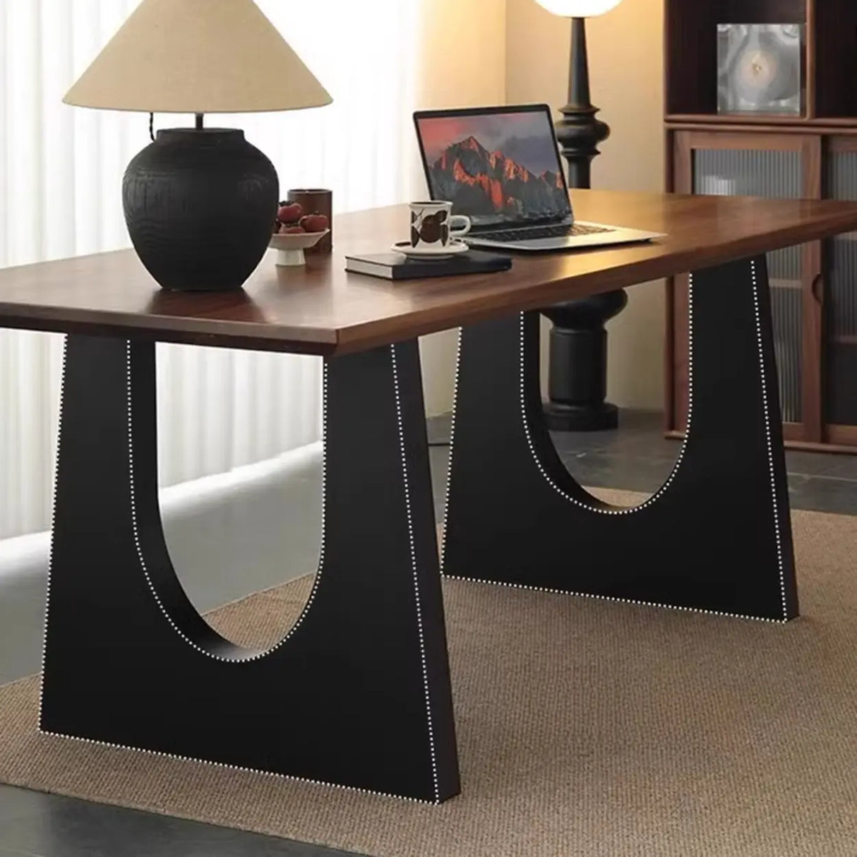 Brown Multi-person Auburn Walnut wooden Desk Image - 8