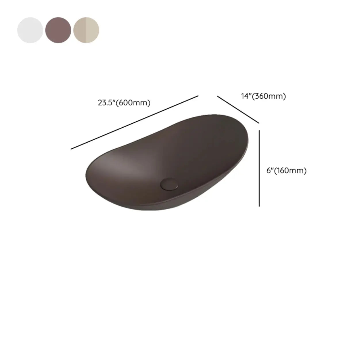 Brown Oval Ceramic Bowl Sinks with Swivel Faucet