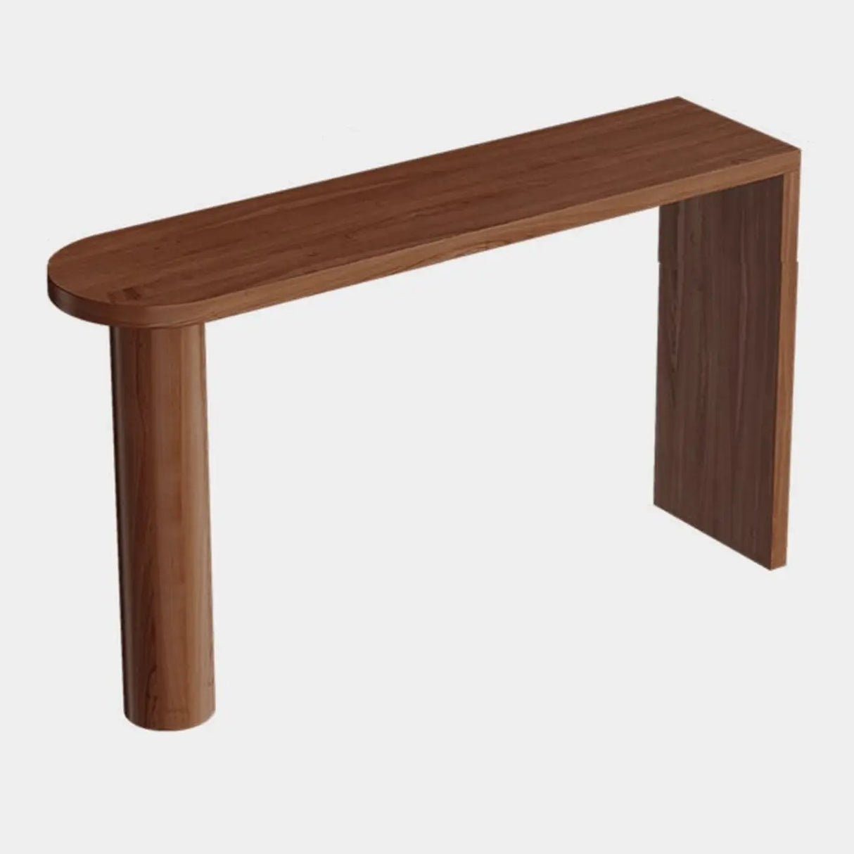 Brown Oval Wood Mid-Size Double Pedestal Bistro Bar Table Image - 5