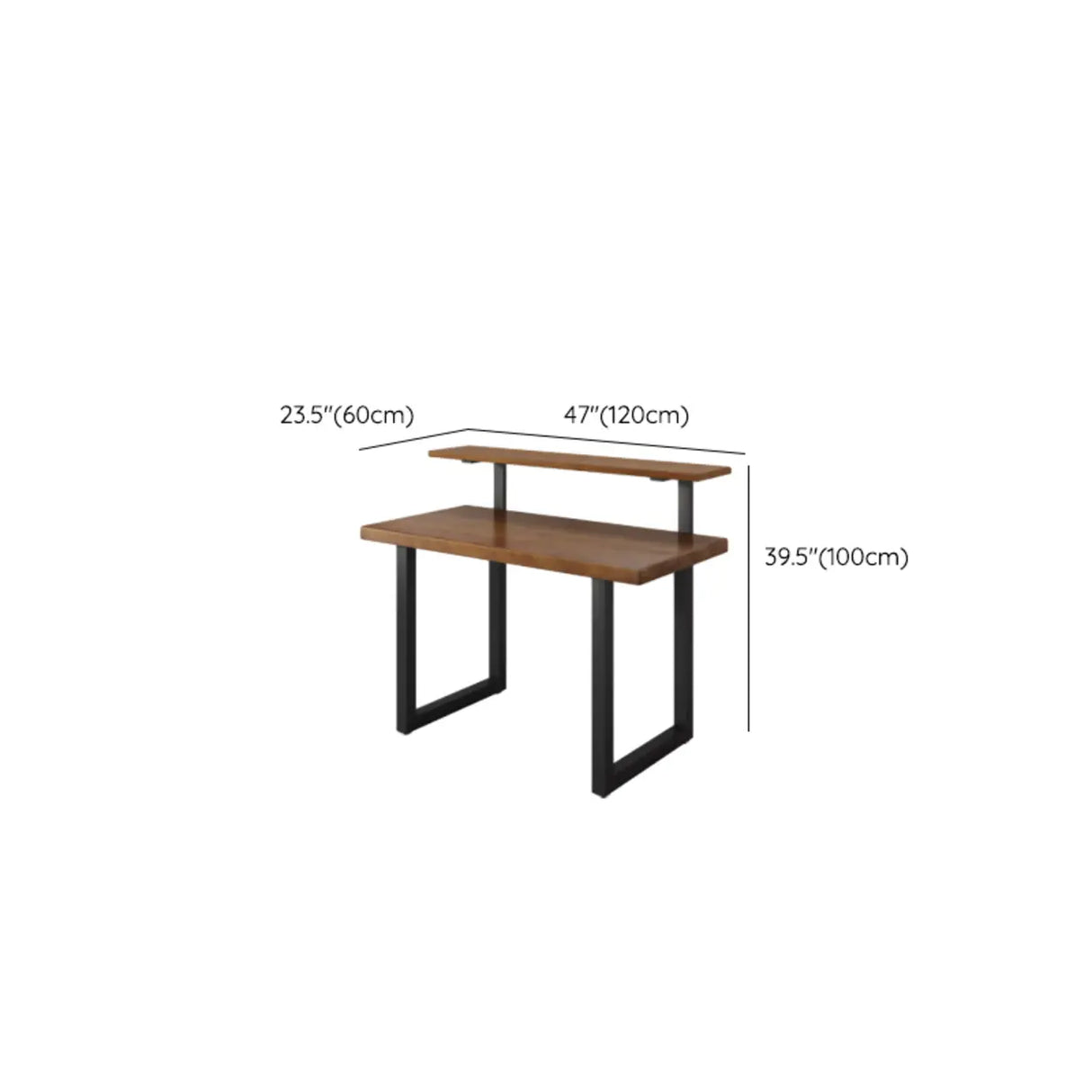 Brown Pine Shelves Butcher Block Sled Writing Desk