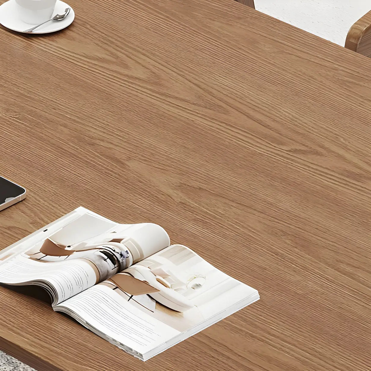 Brown Pine Wood Rectangle Multi-Person Writing Desk Image - 6