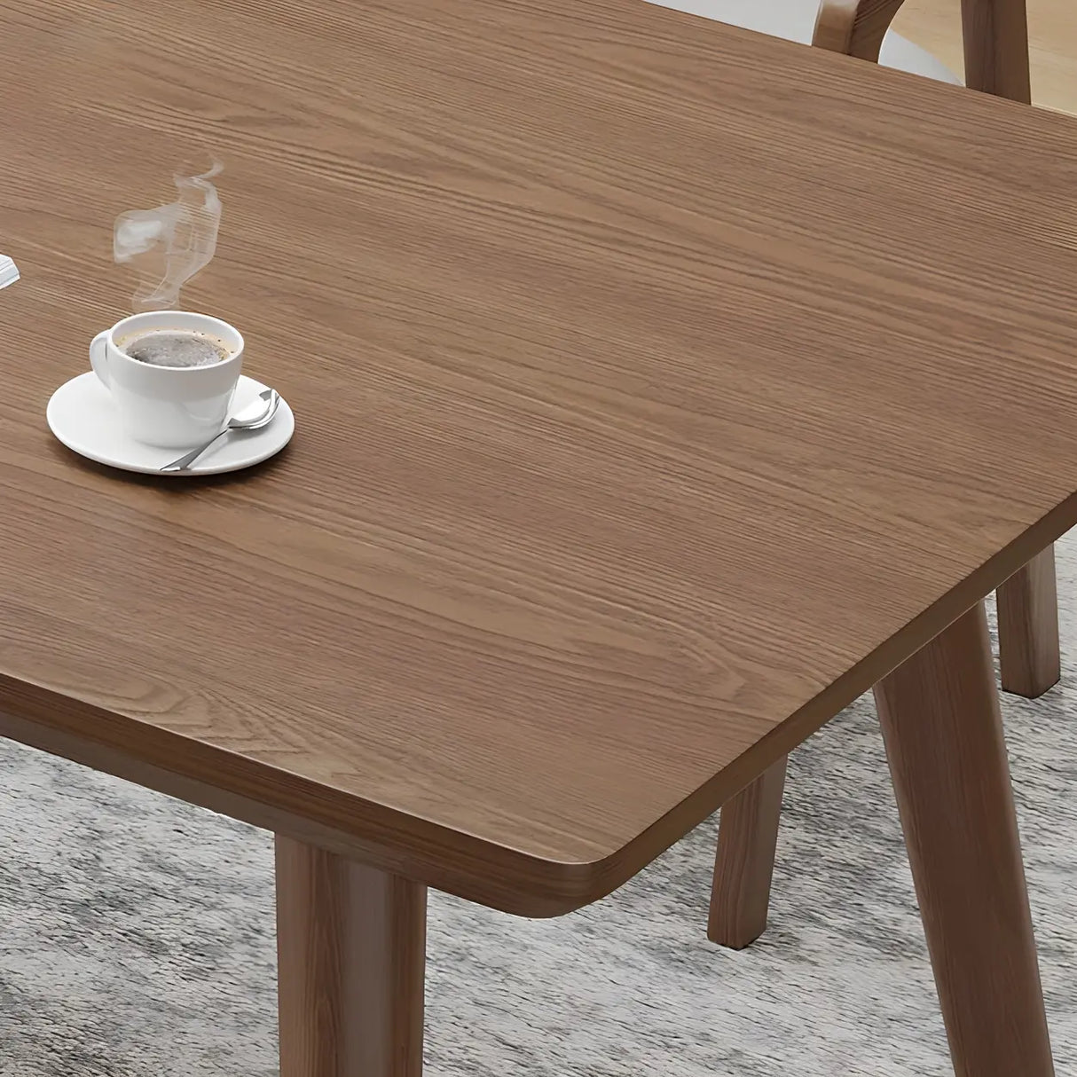 Brown Pine Wood Rectangle Multi-Person Writing Desk Image - 7