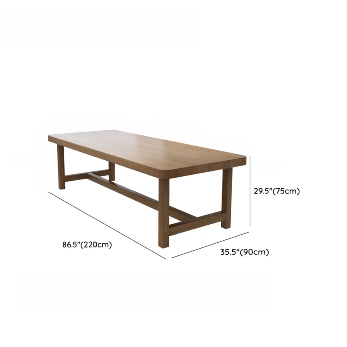 Brown Pine Wood Rectangle Trestle Study Desk for Eight Image - 15
