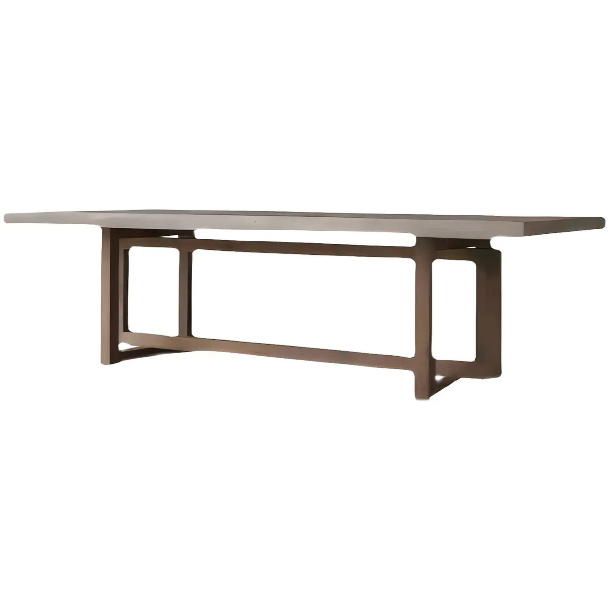 Brown Pine Wood Rectangular Sleith Long Writing Desk Image - 5