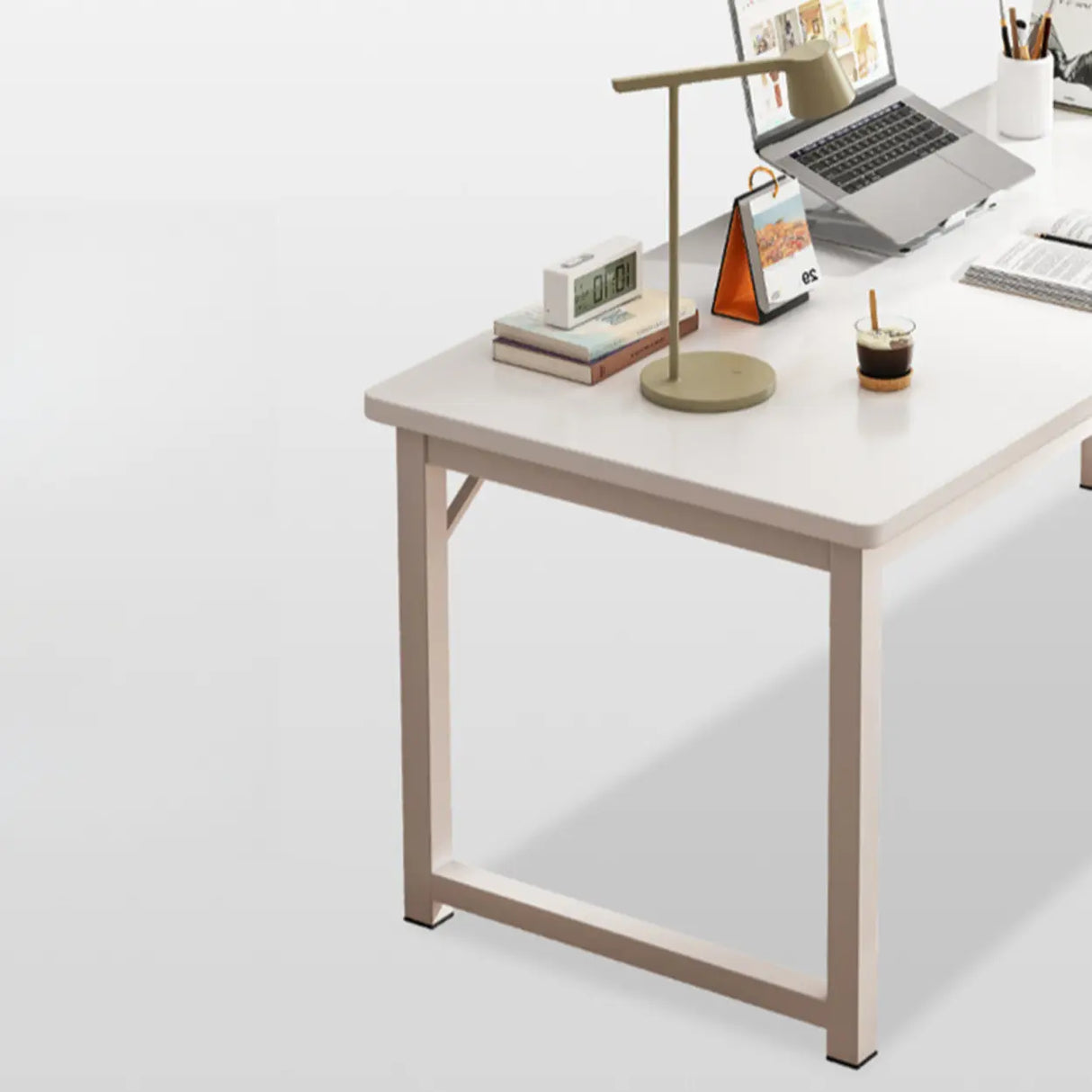 Brown Rectangle Butcher Block H-Shape Writing Desk Image - 12