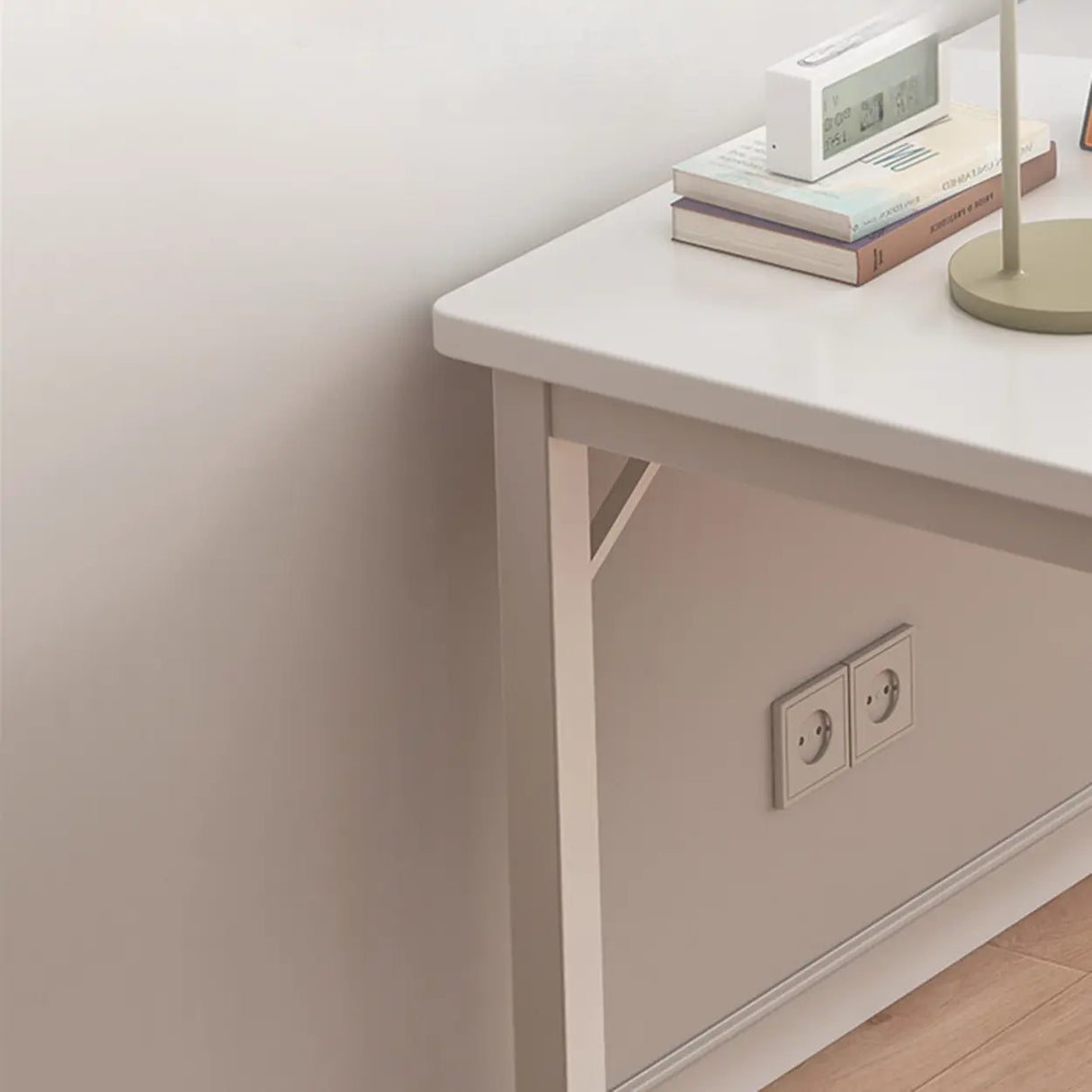 Brown Rectangle Butcher Block H-Shape Writing Desk Image - 14