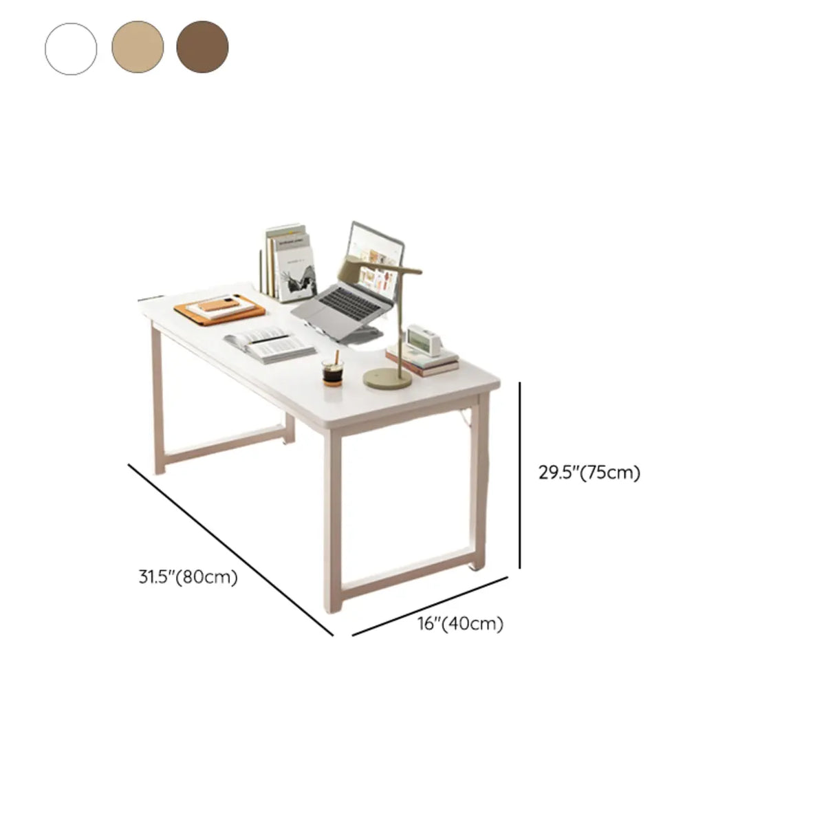 Brown Rectangle Butcher Block H-Shape Writing Desk