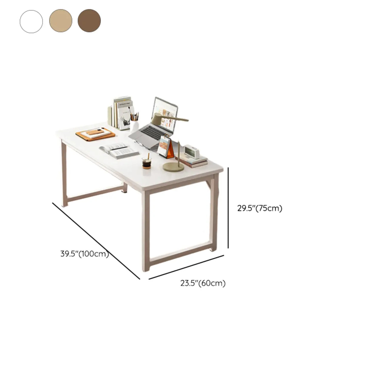 Brown Rectangle Butcher Block H-Shape Writing Desk Image - 38