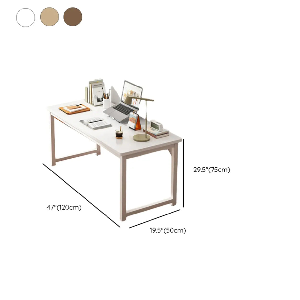 Brown Rectangle Butcher Block H-Shape Writing Desk Image - 39