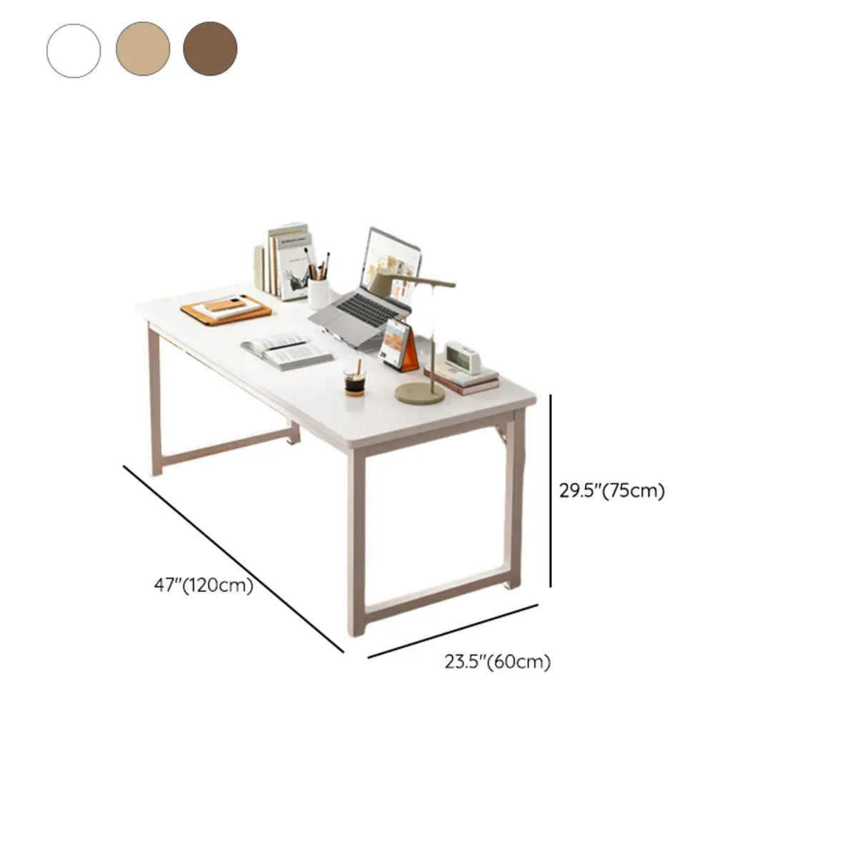 Brown Rectangle Butcher Block H-Shape Writing Desk Image - 40