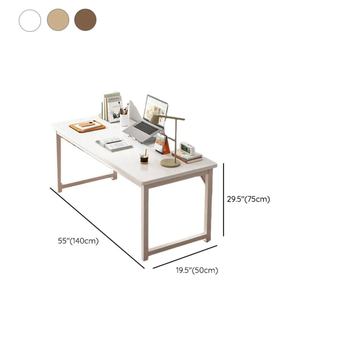 Brown Rectangle Butcher Block H-Shape Writing Desk Image - 42