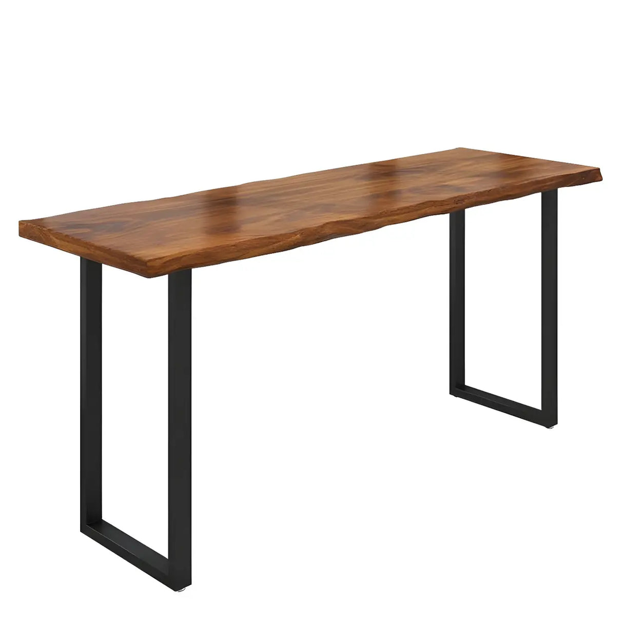 Brown Rectangle Pine Wood Large Tall Bar Table Image - 2