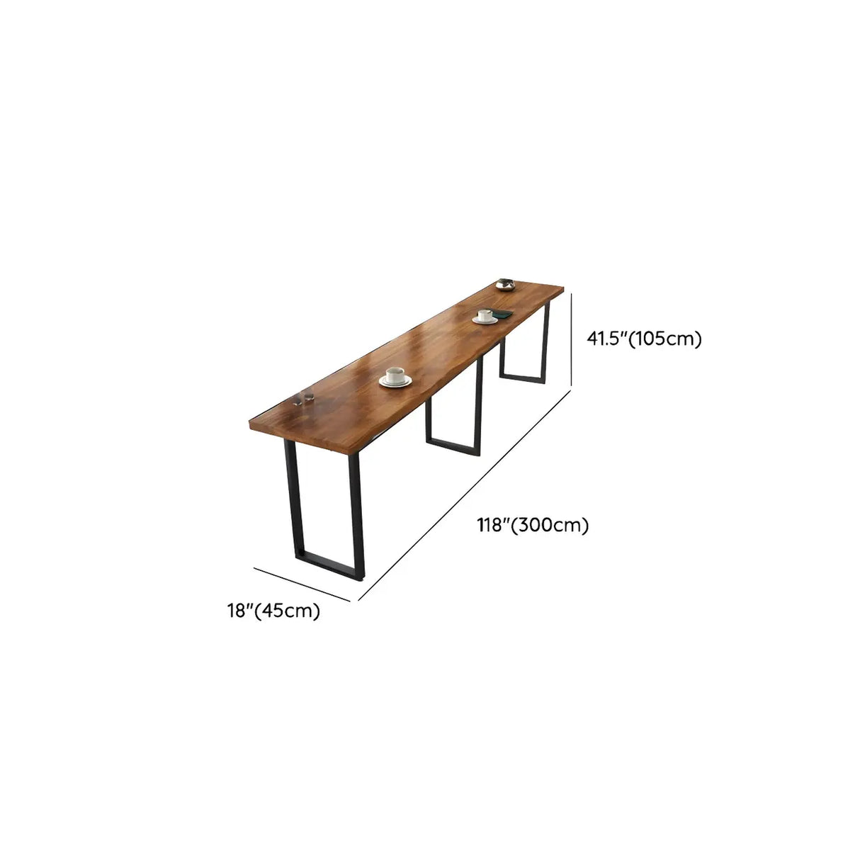 Brown Rectangle Pine Wood Large Tall Bar Table Image - 22