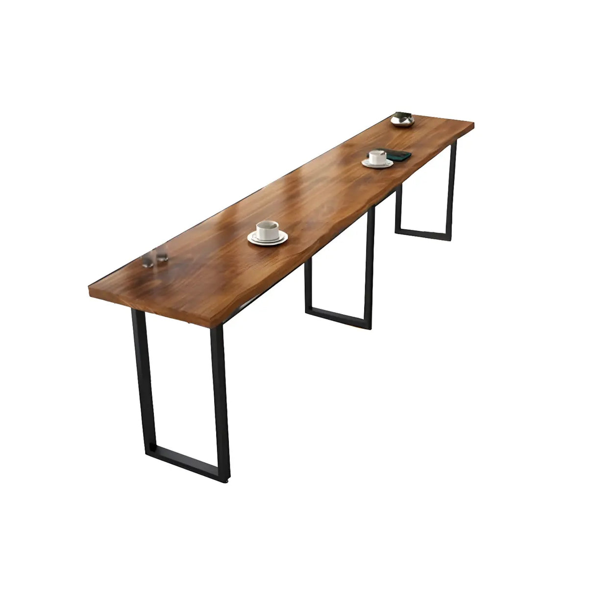 Brown Rectangle Pine Wood Large Tall Bar Table Image - 3