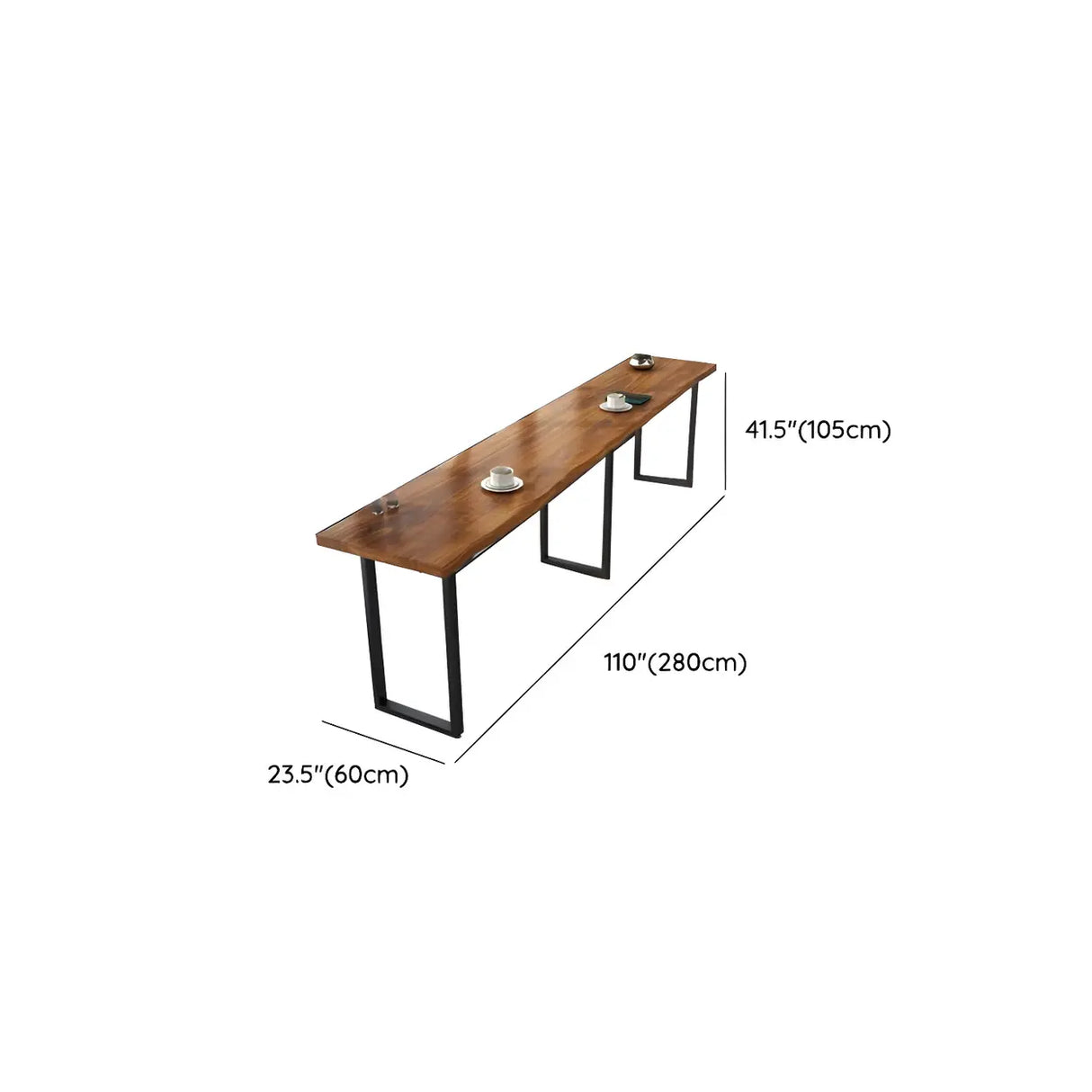 Brown Rectangle Pine Wood Large Tall Bar Table Image - 30