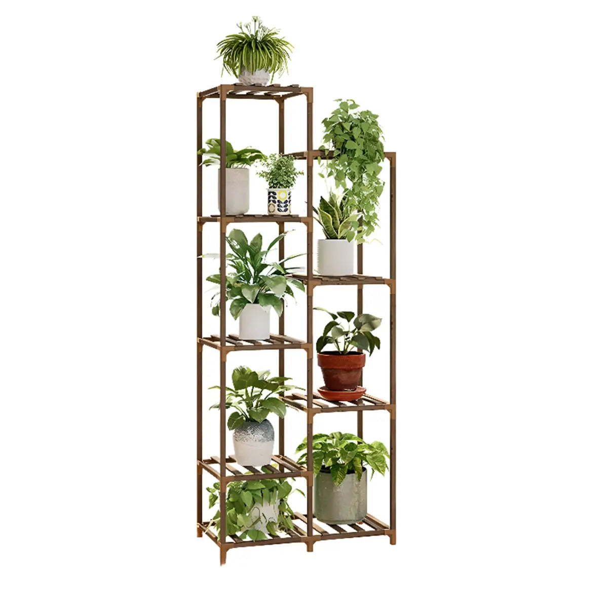 Brown Rectangle Wood Floor Storage Plant Stand Large Image - 10