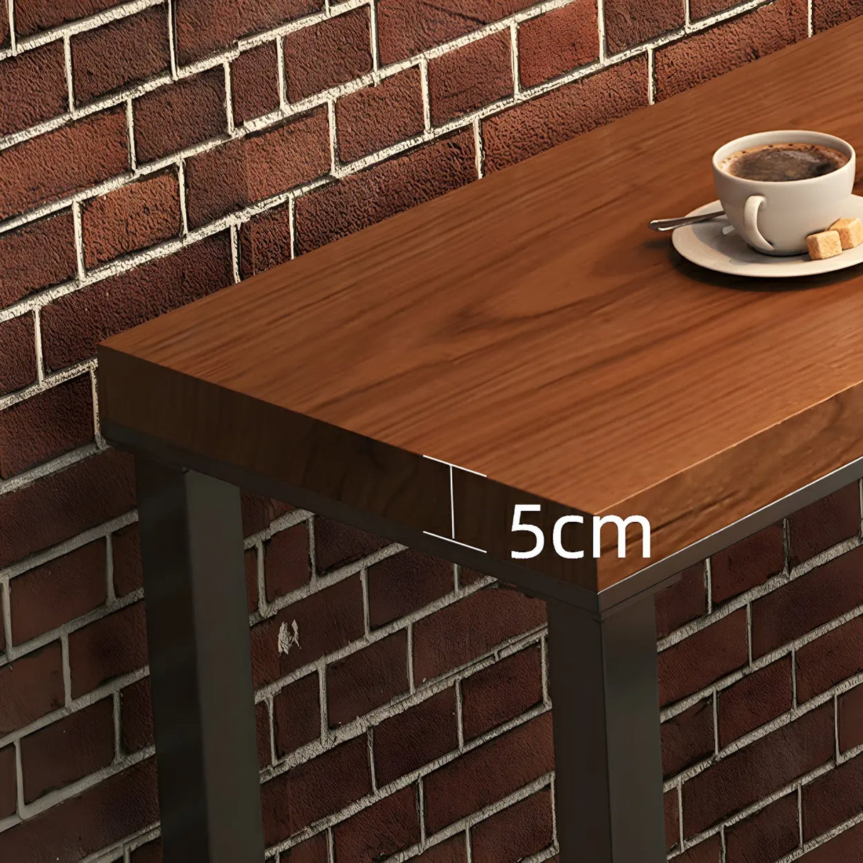 Brown Rectangle Wood Large Bar Table with Footrest Image - 5