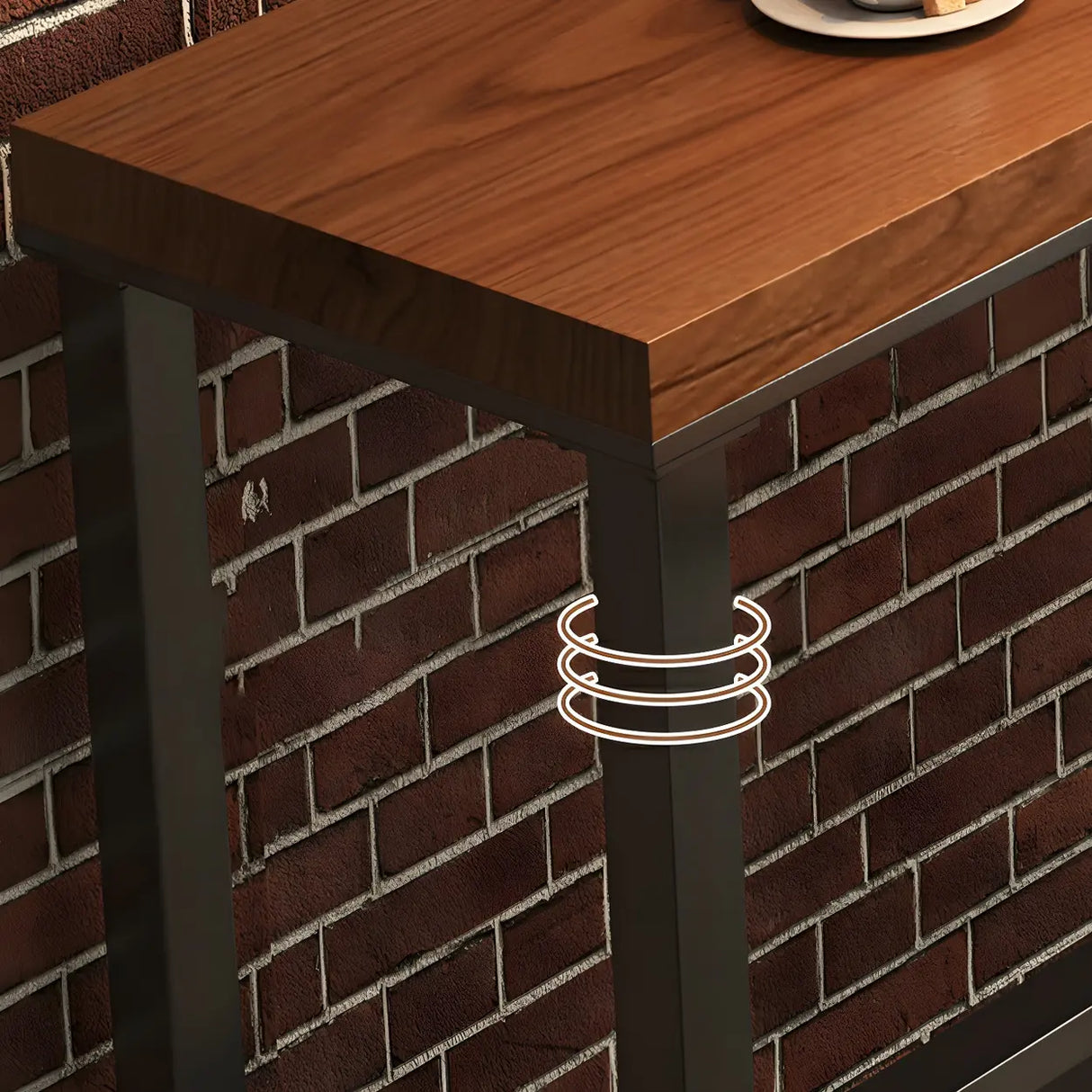 Brown Rectangle Wood Large Bar Table with Metal Legs Image - 8