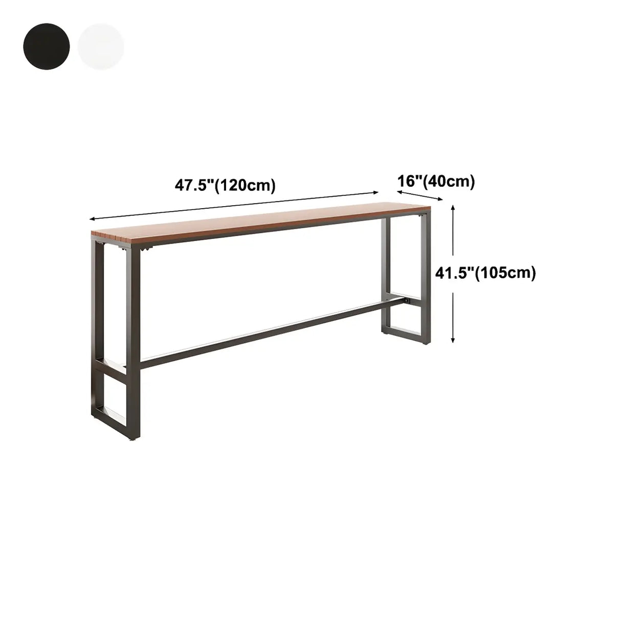 Brown Rectangular Metal Tall Outdoor Bar Table With Footrest