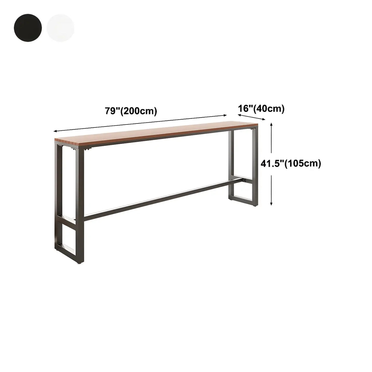 Brown Rectangular Metal Tall Outdoor Bar Table With Footrest Image - 14
