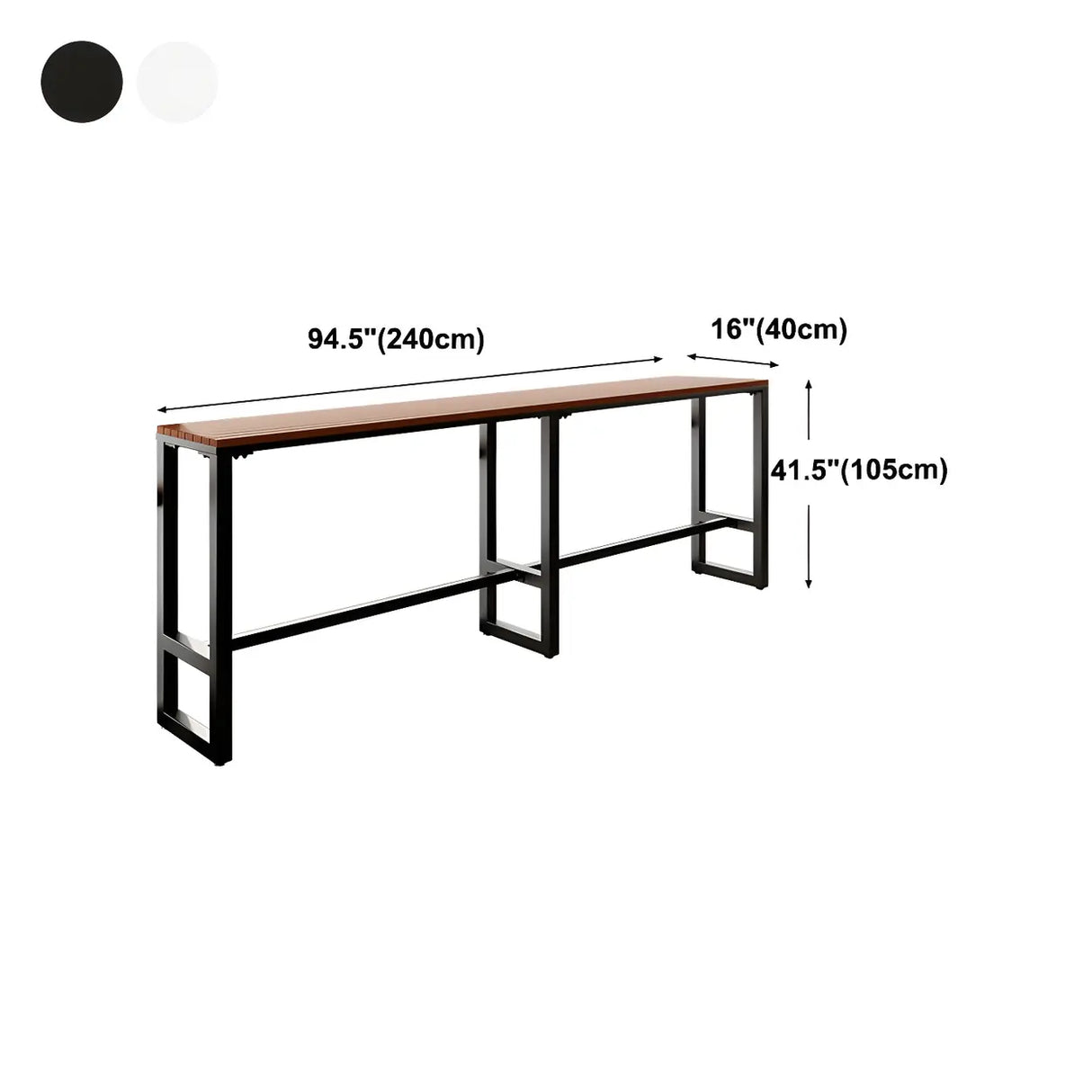 Brown Rectangular Metal Tall Outdoor Bar Table With Footrest Image - 16