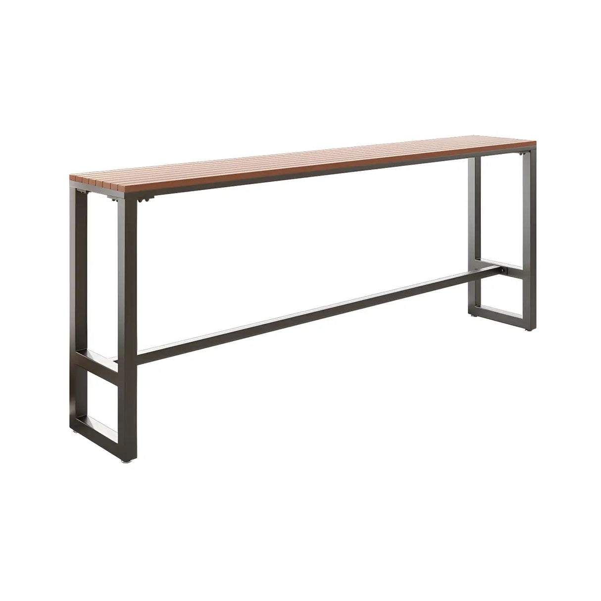 Brown Rectangular Metal Tall Outdoor Bar Table With Footrest Image - 5