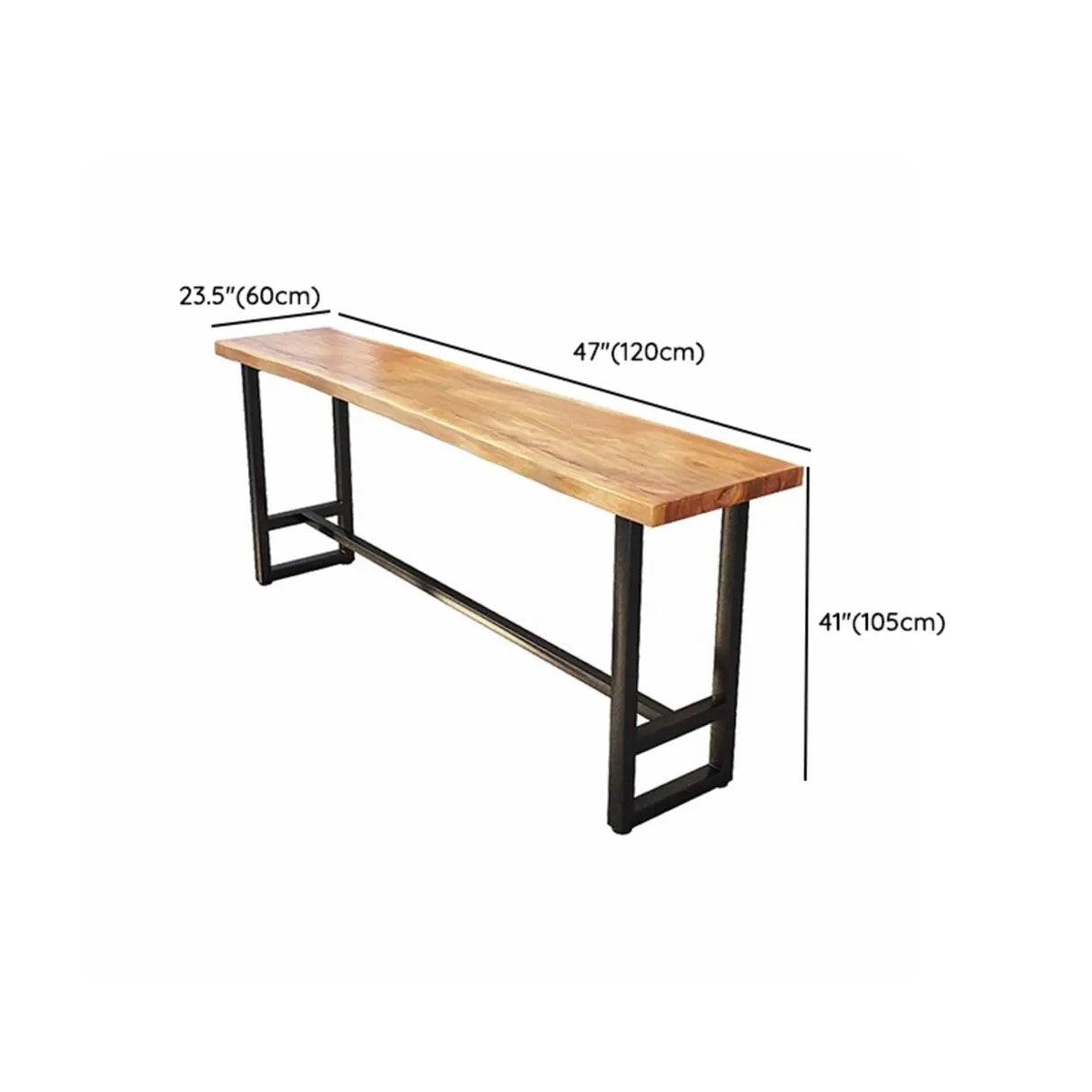 Brown Rectangular Wood Iron Large Bar Table With Footrest