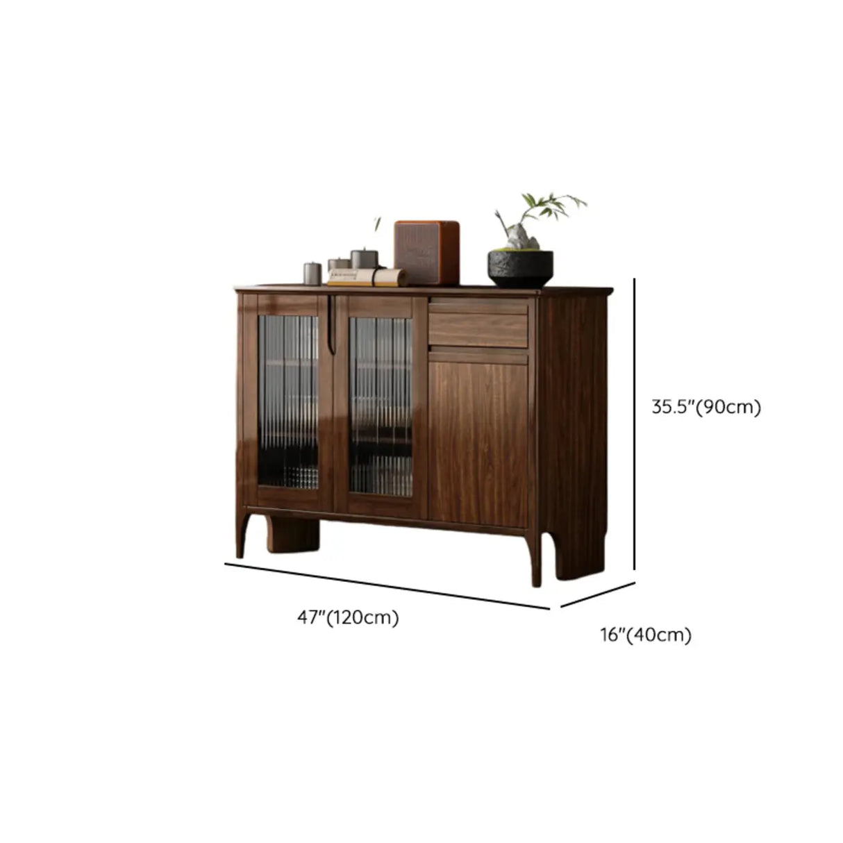 Brown Rectangular Wood Kitchen Storage China Cabinet