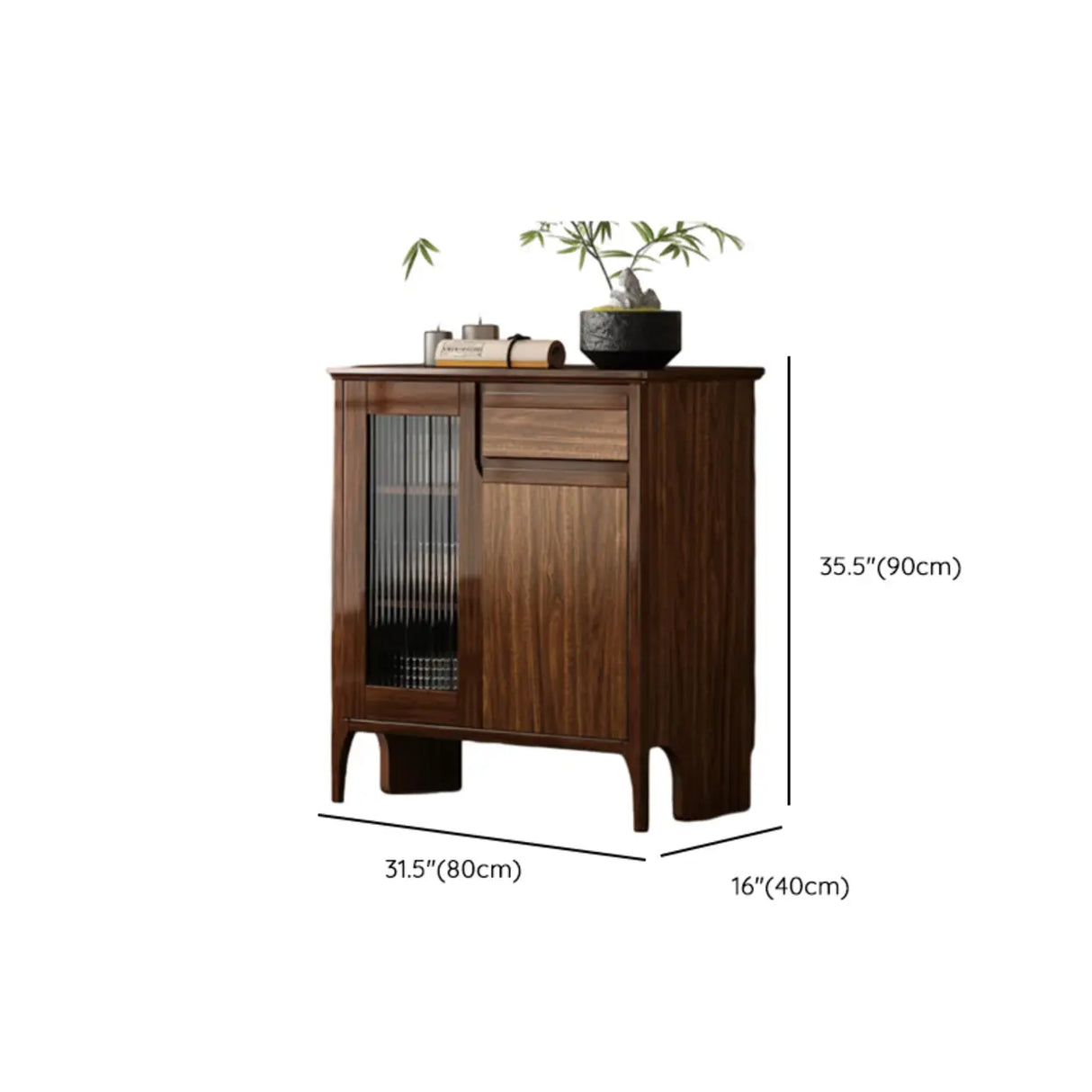 Brown Rectangular Wood Kitchen Storage China Cabinet Image - 22