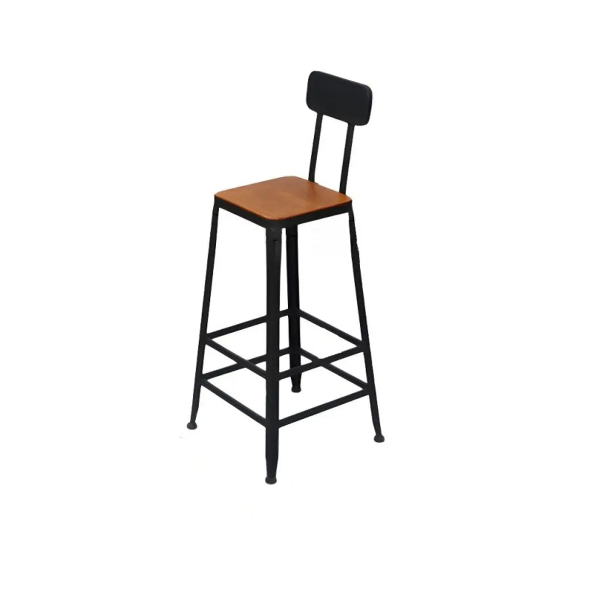 Brown Rectangular Wood Metal Long Bar Table With Footrest Image - 4