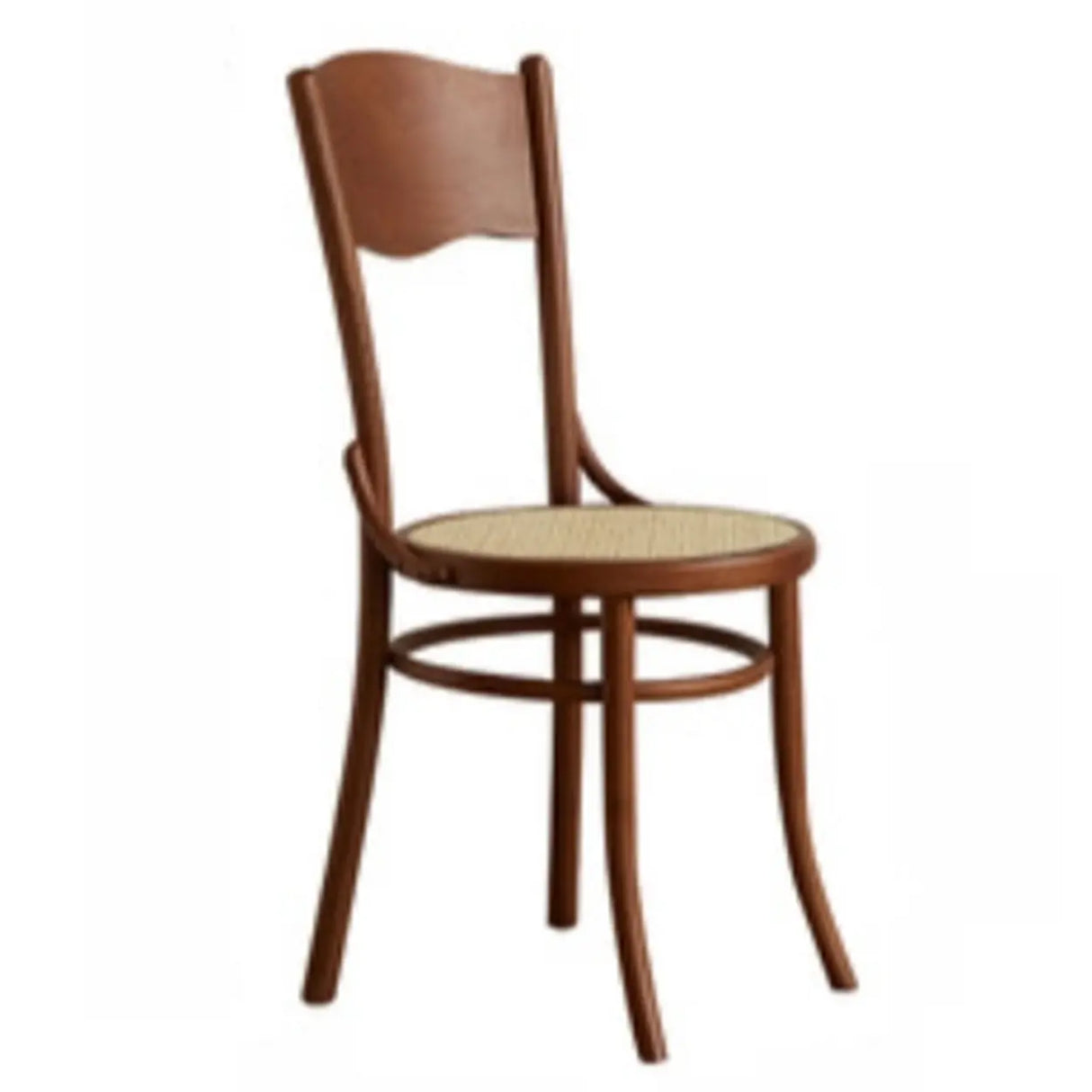 Brown Round Open Back Woven Wooden Dining Chair Image - 9