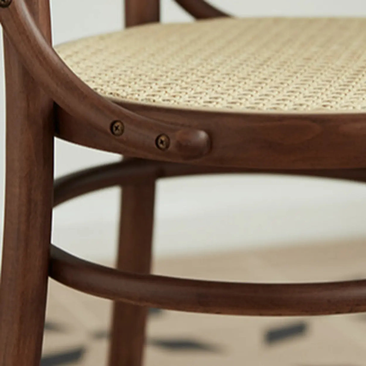 Brown Round Open Back Woven Wooden Dining Chair Image - 10
