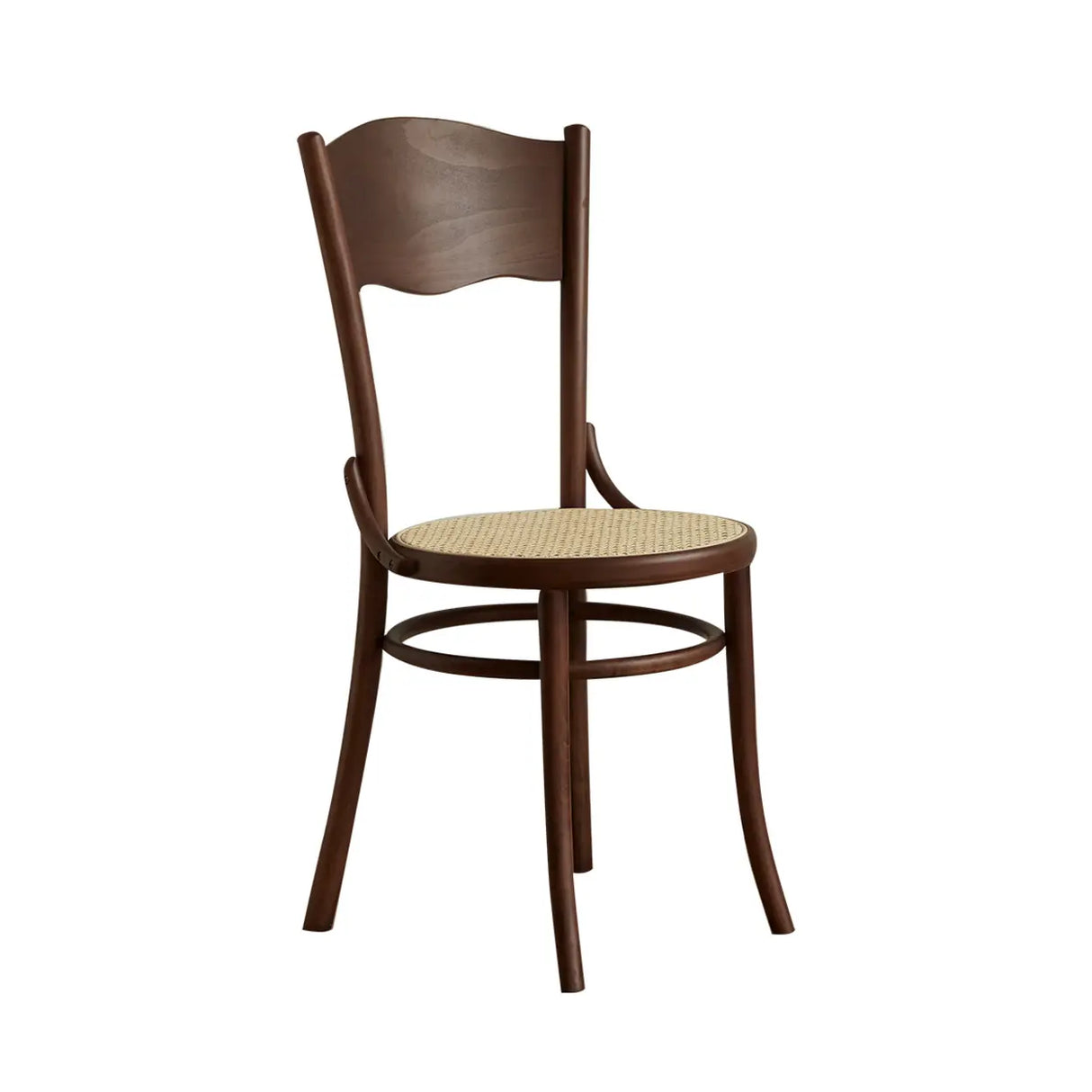 Brown Round Open Back Woven Wooden Dining Chair Image - 5
