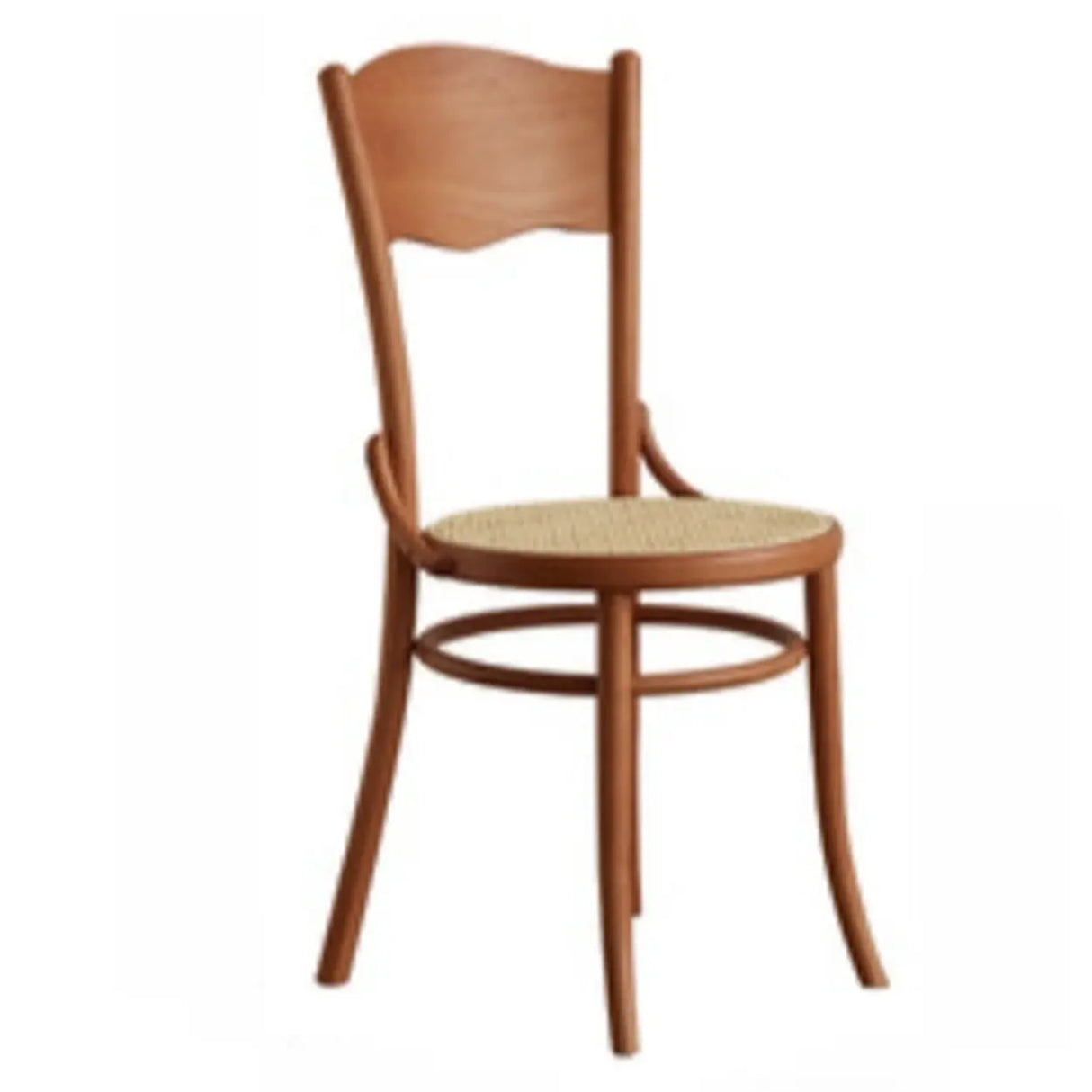 Brown Round Open Back Woven Wooden Dining Chair Image - 6