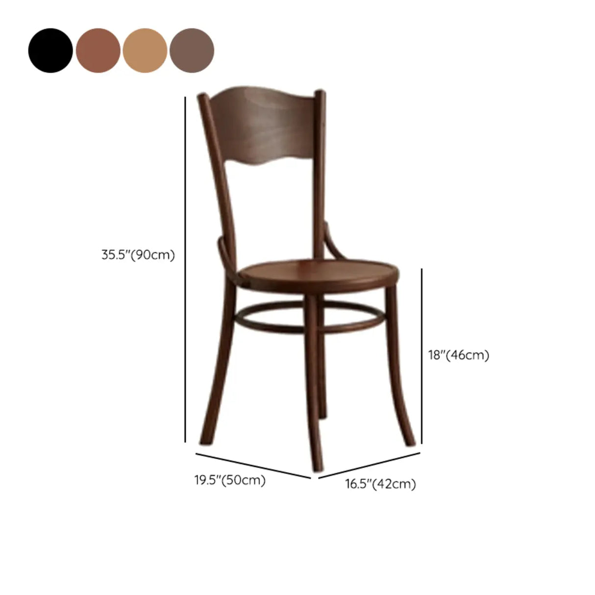 Brown Round Open Back Woven Wooden Dining Chair