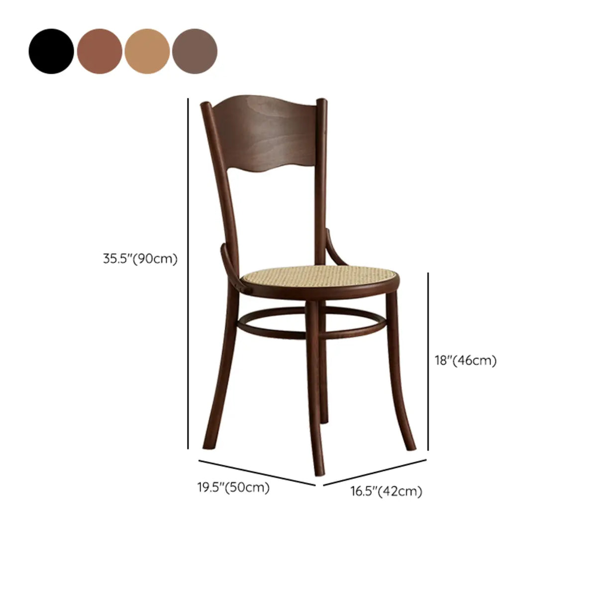 Brown Round Open Back Woven Wooden Dining Chair Image - 16