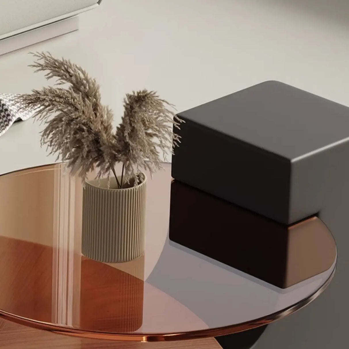 Brown Round Wood Nesting Coffee Tables with Three Leg Image - 8