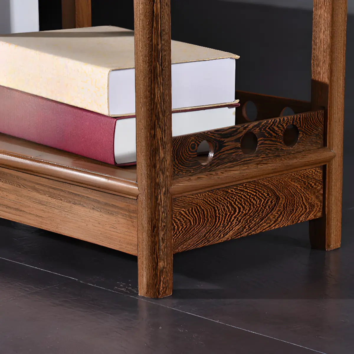 Brown Rustic Open Ladder Multi-tier Display Bookshelf Image - 12