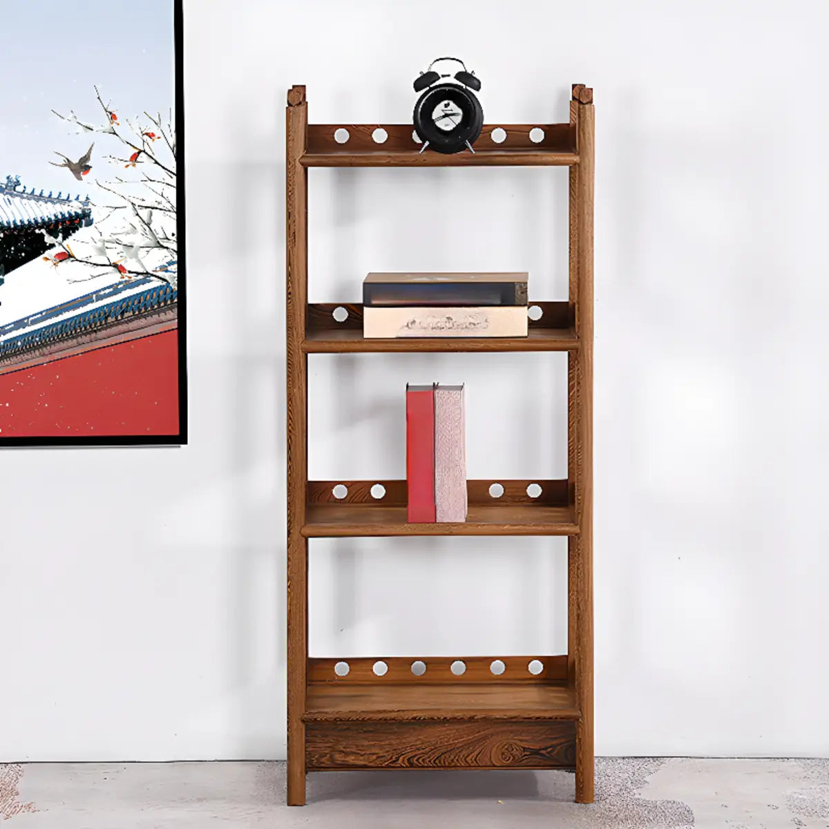 Brown Rustic Open Ladder Multi-tier Display Bookshelf Image - 2