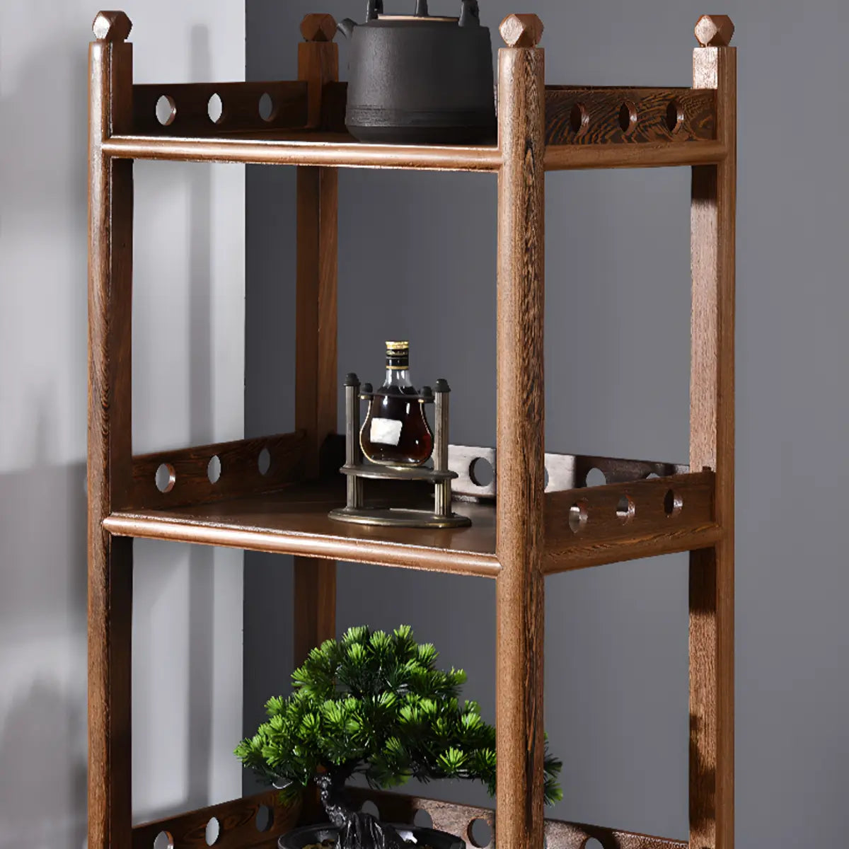 Brown Rustic Open Ladder Multi-tier Display Bookshelf Image - 6