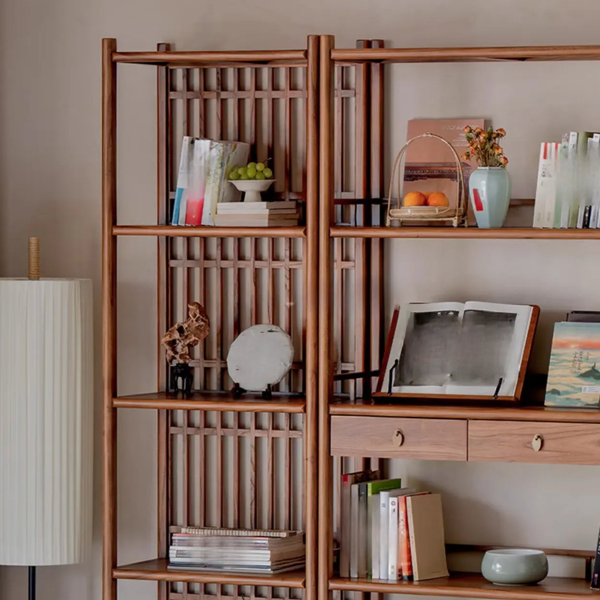 Brown Rustic Stand Natural Wood Display Bookshelf Image - 11