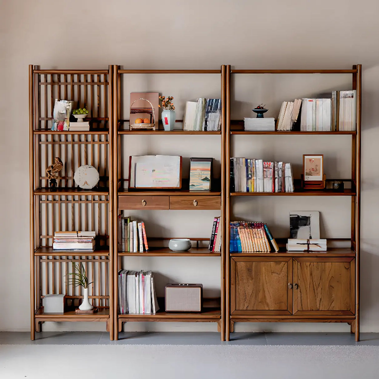 Brown Rustic Stand Natural Wood Display Bookshelf Image - 1