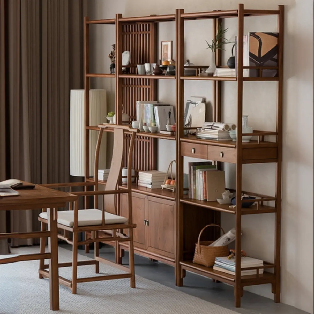 Brown Rustic Stand Natural Wood Display Bookshelf Image - 4